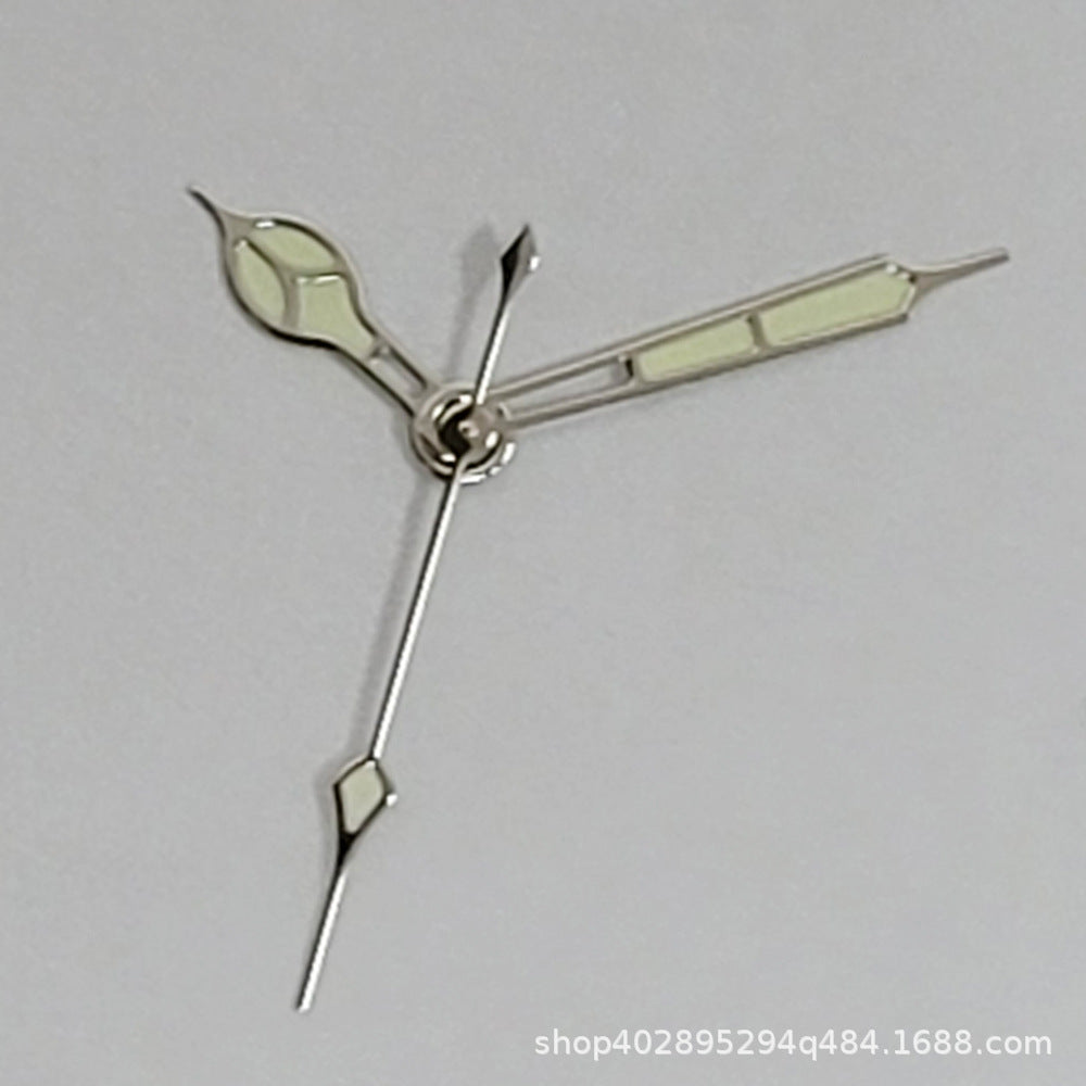 NH35A Watch Hands Silver/Gold with Light Green Paint