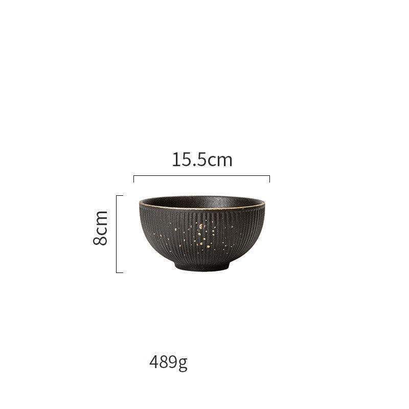 Nordic Black Tableware Set with Gold Trim (Dinner Plates)