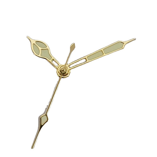 NH35A Watch Hands Silver/Gold with Light Green Paint