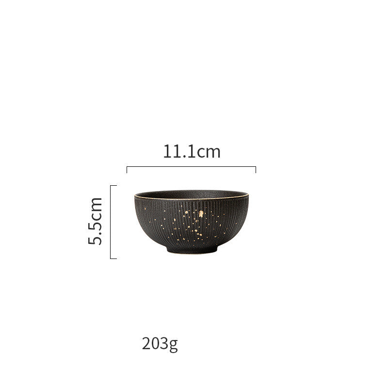 Nordic Black Tableware Set with Gold Trim (Dinner Plates)